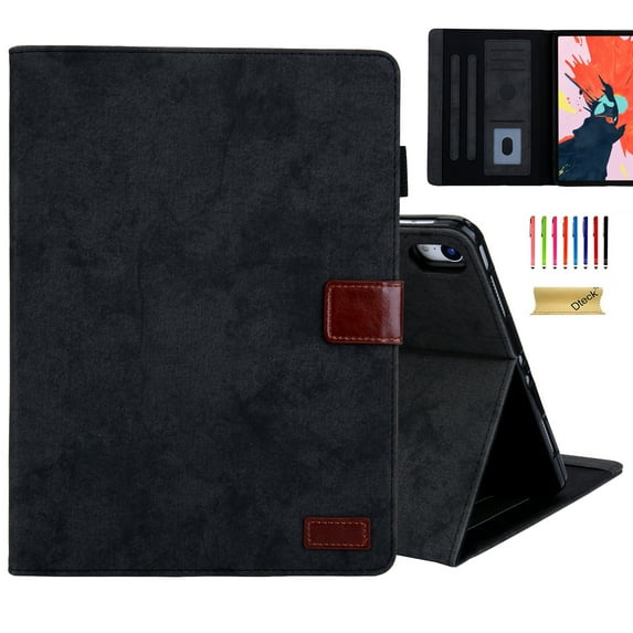Dteck for iPad 10th Generation Case 10.9" 2022, Matte PU Leather Business Style Folio Stand Flip Cover Smart Case Auto Wake Sleep with Card Slots Pencil Holder for iPad 10th Gen 2022,Black