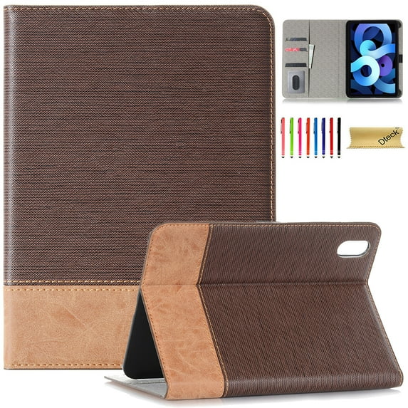 Dteck iPad 10th Generation Case 10.9 Inch 2022, Premium Bicolor PU Leather Business Folio Stand Cover with Cash/Card Slot for iPad 10th Gen, Brown