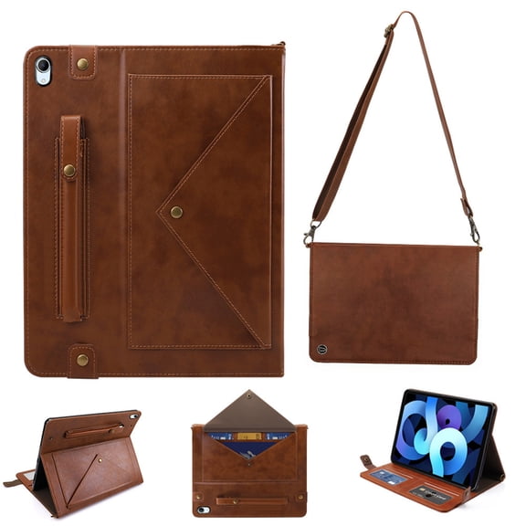 Dteck for iPad 10th Generation Case 10.9 Inch 2022, Premium PU Leather Business Folio Stand Cover with Apple Pencil Holder, 
Crossbody iPad Case with Card Wallet Envelope Pocket, Brown