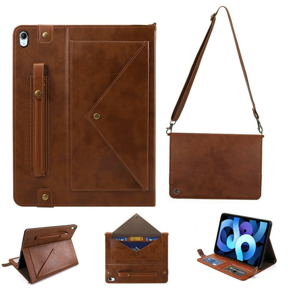 Dteck for iPad 10th Generation Case 10.9 Inch 2022, Premium PU Leather Business Folio Stand Cover with Apple Pencil Holder,
Crossbody iPad Case with Card Wallet Envelope Pocket, Brown