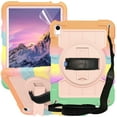 thumbnail image 1 of Dteck for iPad 10th Generation Case 2022 10.9 Inch with Soft TPU Screen Protector, Heavy Duty Rugged Protective Kids 10th Gen iPad Cover with Rotating Stand Hand/Shoulder Strap,Rainbow Rosegold, 1 of 6