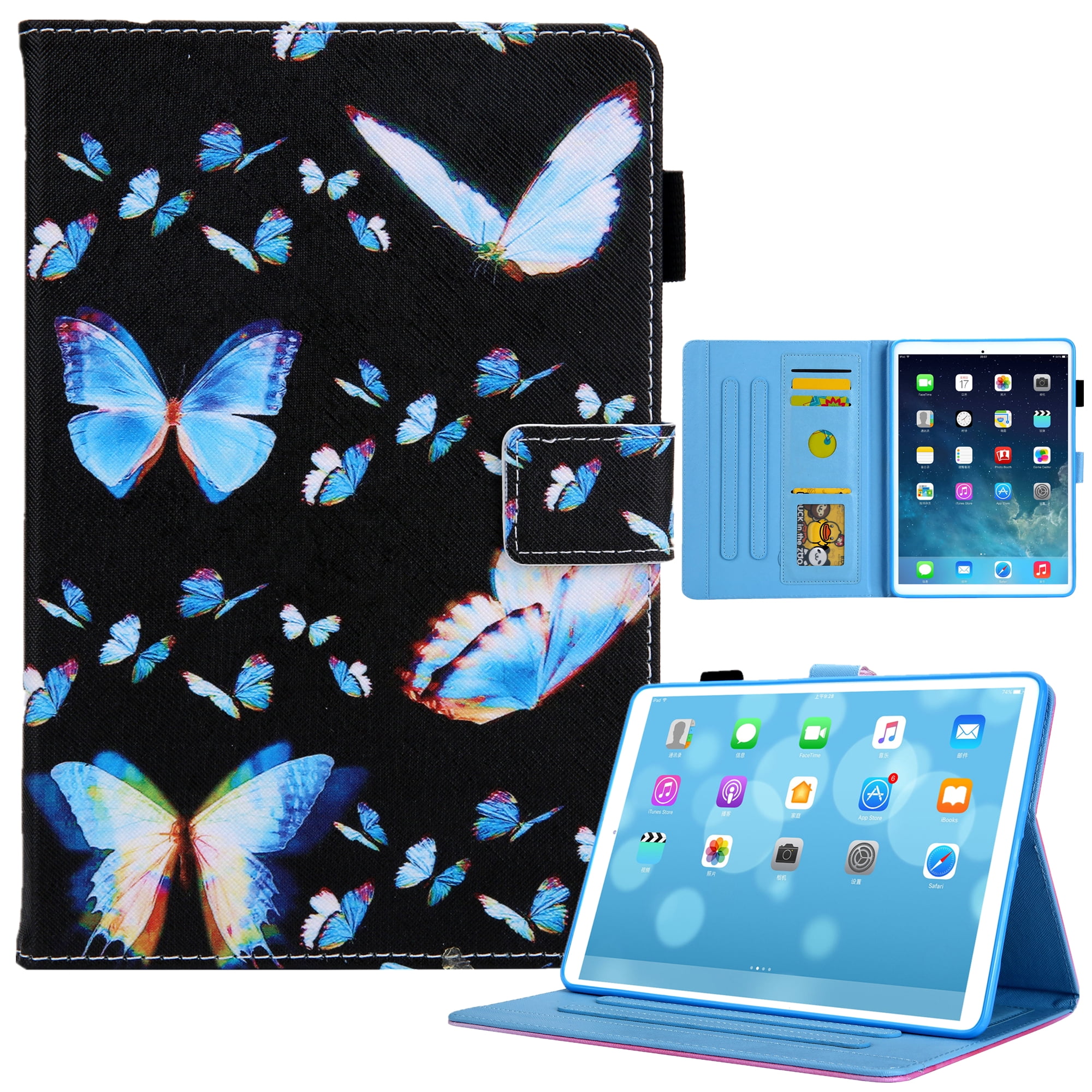 Dteck for iPad 10th Generation Case (2022 Release), iPad 10.9 Inch Smart Protective Cover with Pencil Holder, Multi-Angle Viewing Stand Pocket Folio Leather Cases for Women Men, 2-Butterfly