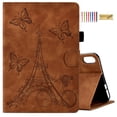 thumbnail image 1 of Dteck for iPad 10th Generation Case 2022, iPad 10 th Gen 10.9 inch Protective Cover with Pencil Holder, Multi-Angle Viewing Stand, Card Slots, Folio Leather Cases with Embossed Butterfly,Brown, 1 of 6
