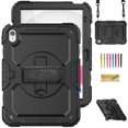 thumbnail image 1 of Dteck iPad 10th Generation Case with Built-in Screen Protector, Heavy Duty Shockproof Rugged Case with Pencil Holder,Shoulder Strap & Rotating Hand Strap/Stand for 10.9" iPad 10th Gen 2022,Black, 1 of 7