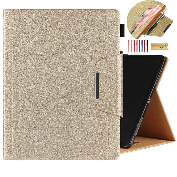 Dteck iPad 10th Generation Case, New iPad 10.9 Case 10th Gen 2022, Glitter Folio Stand Smart Auto Wake Sleep with Front Pocket Card Holder PU Leather Protective Case for iPad 10th Gen 10.9",Gold