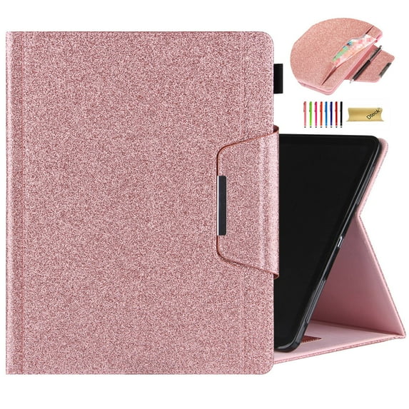 Dteck iPad 10th Generation Case, New iPad 10.9 Case 10th Gen 2022, Glitter Folio Stand Smart Auto Wake Sleep with Front Pocket Card Holder PU Leather Protective Case for iPad 10th Gen 10.9",Rosegold