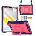 thumbnail image 1 of Dteck iPad 10th Generation Case, New iPad 2022 10.9 inch Rugged Case with Screen Protector, Rotating Stand/Pencil Holder/Carrying Shoulder Strap,Rose, 1 of 7