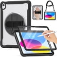 thumbnail image 1 of Dteck for iPad 10th Generation Case with Screen Protector,360 Rotating Stand & Pencil Holder & Hand & Shoulder Strap Shockproof Kids Case for 10.9 inch iPad 10th Gen 2022,Black, 1 of 10