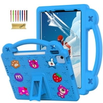 Dteck for iPad 10th Generation Case with Screen Protector, DIY Cute Cartoon Toys for Kids Child Proof Shockproof Protective Kids Case with Handle Stand Pencil Holder for 10.9" iPad 10th Gen,Blue