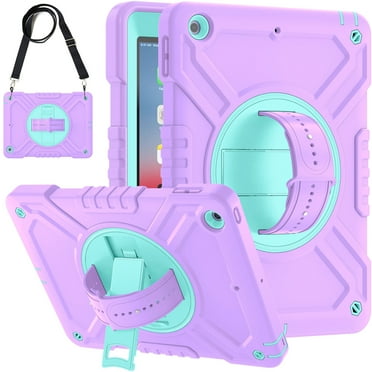 Dteck iPad 6th/5th Generation Case 9.7 Inch, Heavy Duty Protective Shockproof Case with 360 Rotating Stand/Handle/Shoulder Strap for iPad 6th/ 5th Gen,Purple Green