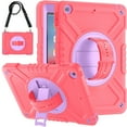 thumbnail image 1 of Dteck iPad 6th/5th Generation Case 9.7 Inch, Heavy Duty Protective Shockproof Case with 360 Rotating Stand/Handle/Shoulder Strap for iPad 6th/ 5th Gen,Red Purple, 1 of 11
