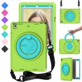 thumbnail image 1 of Dteck iPad 6th/5th Generation Case, iPad Air 2 Case, iPad 9.7 Case for Kids, Protective iPad 9.7" Case with Shoulder Strap Swivel Stand for iPad 6/5 Gen (2018/2017 )& iPad Air 2 / Pro 9.7,Green, 1 of 6