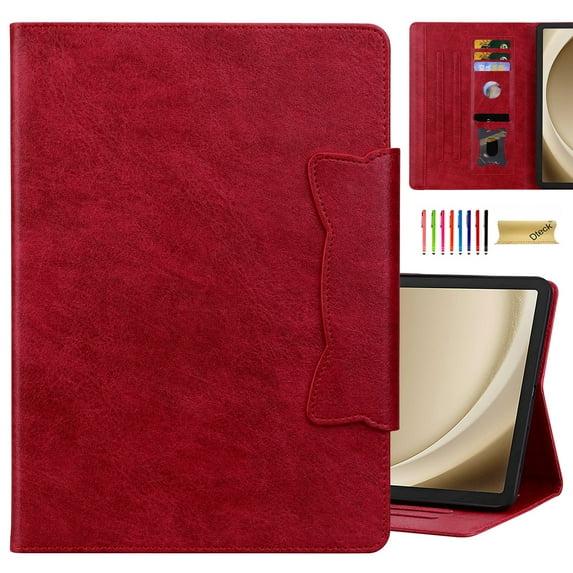 Dteck for iPad 6th/5th Generation Case, iPad Air / iPad Air 2 Case 9.7 Inch, Leather Folio Cover Auto Wake/Sleep with Card Slots, Multi-Angle Viewing Stand,Red