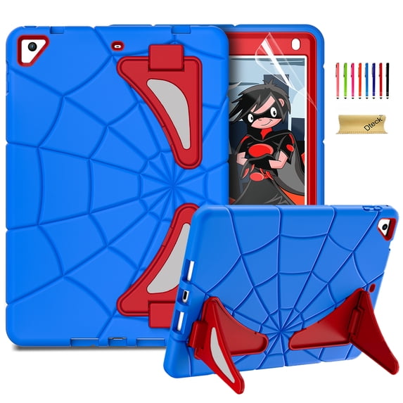 Dteck iPad 6th Generation Case for Kids,iPad 5th Generation Case,iPad Pro 9.7 Inch Case,iPad Air 2 Case,Heavy Duty Shockproof iPad 9.7-Inch Case with Kickstand Screen Protector 2018/2017,Blue + Red