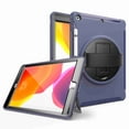 thumbnail image 1 of Dteck iPad 8th (2020)/ 7th Gen (2019) Case, Hybrid Shockproof Rugged Wtih Soft HD Screen Protecotor / Pencil Holder 3 Layer Armor Adjustable Hand Strap 360 Rotating Kickstand Cover, darkblue, 1 of 10
