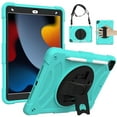 thumbnail image 1 of Dteck for iPad 9/8/7 (10.2-Inch, 2021/2020/2019 Model, 9th/8th/7th Generation), Heavy Duty Shockproof Rugged Handle Shoulder Strap Rotating Kickstand Cover with Pencil Holder, mint, 1 of 6