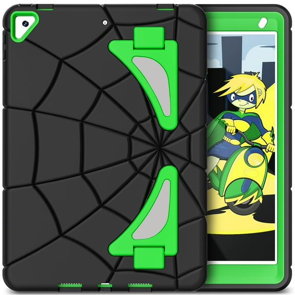 Dteck for iPad 9/8/7 Generation 10.2 inch 2021 & 2020 and 2019 version ,Heavy Duty Shock Resistant Rugged Protection case,with Kickstand for Kids Boys Childrenipad,Black+Green