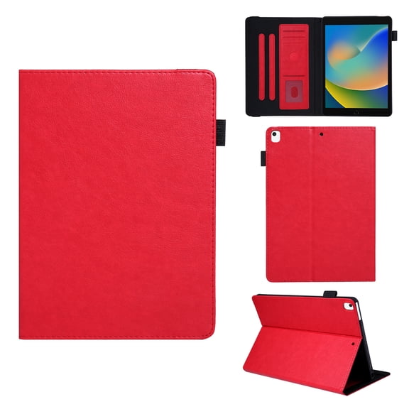 Dteck for iPad 9th/8th/7th Gen 10.2-inch Card Slots Wallet Case ,iPad Pro 10.5"/iPad Air 3rd Gen Premium Leather Business Folio Stand Case Auto Wake/Sleep and Multiple Viewing Angles Cover,Red