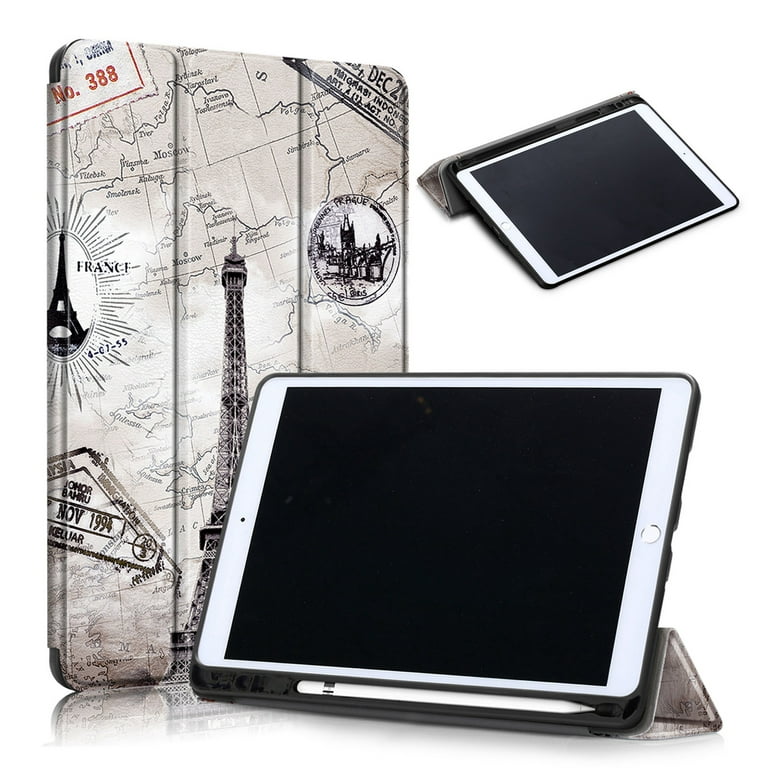 10.2 inch iPad Case with Pencil Holder, For iPad 9th Generation Case 2021,  Smart Stand Protective Clear Case Cover for iPad Case 9th/8th/7th  (2021/2020/2019) 
