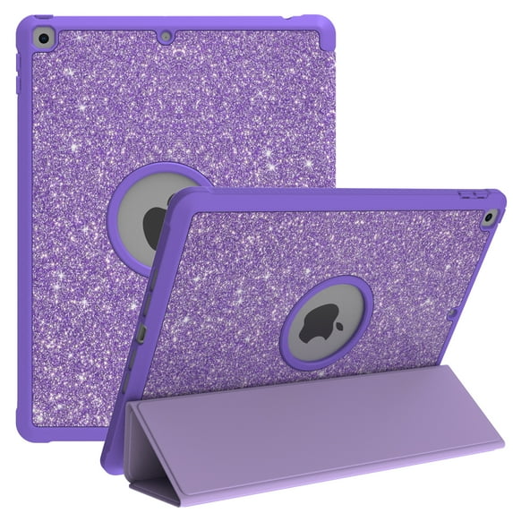 Dteck iPad 9th Generation Case, iPad 8th Generation Case, iPad 7th Generation Case, iPad 10.2 2021/2020/2019 Case, Glitter Sparkly Shockproof Kickstand Protective Tablet Cover, Lightpurple