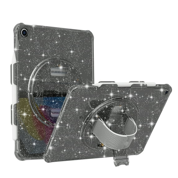 Dteck iPad 9th Generation Case,iPad 8th/7th Generation Case,iPad 10.2 Case, Shockproof 360 Rotating Stand Hand Strap Pencil Holder Kids Case for New iPad 10.2" 2021/2020/2019, Black