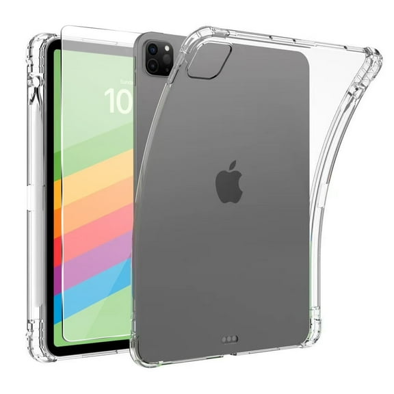Dteck for iPad Air 13 Inch Case (2025/2024) with Tempered Glass Screen Protector, Slim Thin Lightweight Shockproof Drop Protection, Non-Yellowing Soft TPU Shell with Built-in Pencil Holder,Clear