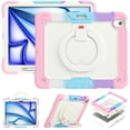 thumbnail image 1 of Dteck for iPad Air 13 Inch Case M2(2024) Heavy Duty Case, Shockproof Drop Protection with Screen Protector & Pencil Holder & Rotating Stand & Handle Rugged Protective Cover, Rainbow Pink, 1 of 6