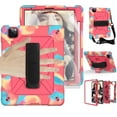 thumbnail image 1 of Dteck iPad Air 4 Case 10.9 Inch 2020 iPad Air 4th Generation Case with Screen Protector, Heavy Duty Rugged Shockproof Case with Kickstand 360 Rotating Hand Strap Shoulder Strap, Rose, 1 of 7
