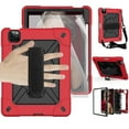 thumbnail image 1 of Dteck iPad Air 4 Case 10.9 Inch 2020 iPad Air 4th Generation Case with Screen Protector, Heavy Duty Rugged Shockproof Case with Kickstand 360 Rotating Hand Strap Shoulder Strap, Red/Black, 1 of 7