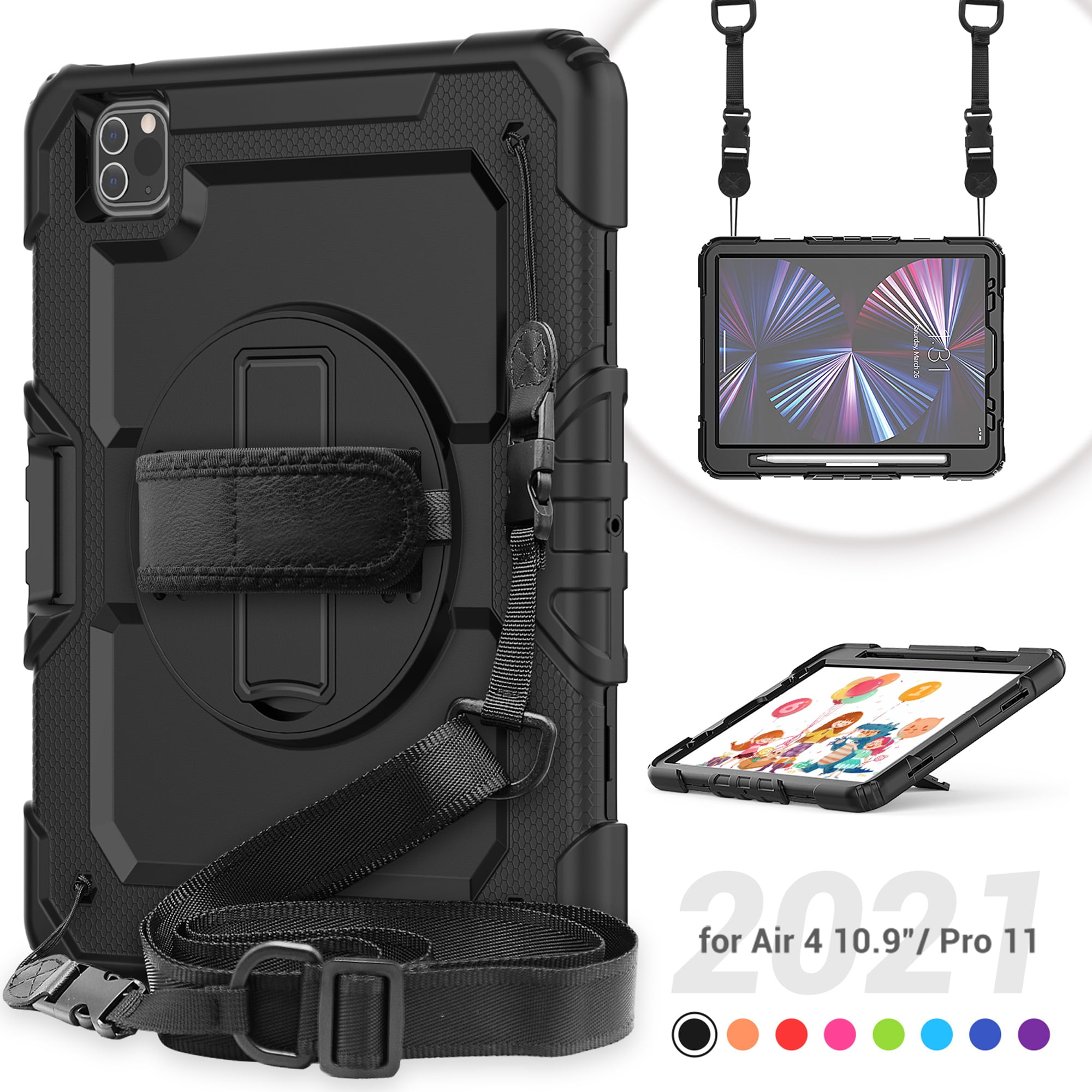 New Timecity Case for iPad Pro 12.9 5th Generation 2021, iPad Pro 12.9 4th/ 3rd Generation Case 2020/ 2018 with Built-in Screen Protector/ 360 Degree