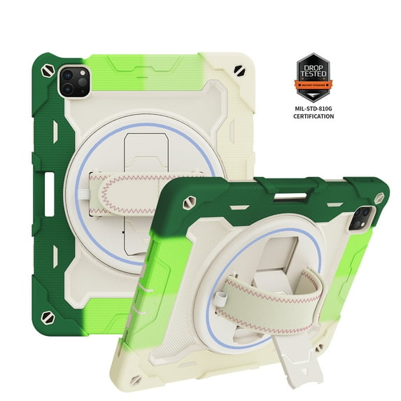 Dteck for iPad Air Case 4th/5th Generation 10.9 inch 2020 2022/iPad Pro 11 inch Case for Kids 4th/3rd/2nd/1st Gen 2022 2021 2020 2018 with Pencil Holder & Stand & Strap Shockproof Cover,Green