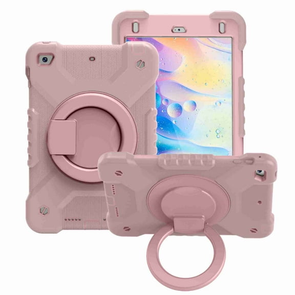 Dteck iPad Mini 4 / Mini 5 2019 Case Shockproof With Shoulder Strap 360 Degree Kickstand Three Layer Silicone Cover for iPad Mini 5th/4th Gen 7.9", Rosegold