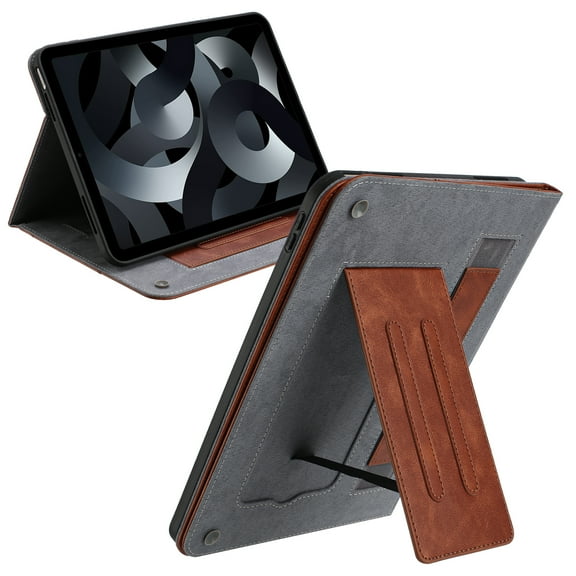 Dteck for for iPad Mini 5 Generation 2019/ Mini 4 3 2 1 (Old Model) 7.9 inch, Shockproof Premium PU Leather Cover with Auto Sleep Wake, Hand Strap, Wallet Card Slot and Foldable Stand Cover, Brown