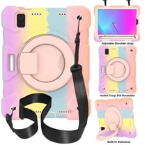 Dteck iPad Mini 6 Case Kids, iPad mini 8.3" Case 6th Gen, Military Grade Protective Hard PC Soft TPU Rubber Bumper Headrest Strap [Free Hands] 360 Rotating Kickstand Pencil Holder Kids Proof-Rosegold