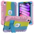 thumbnail image 1 of Dteck iPad Mini 6 Case with Screen Protector,, iPad Mini 6th Generation Case for Kids, Heavy Duty Shockproof Rugged Cover with Pencil Holder Kickstand for iPad Mini 6th Gen 8.3 inch 2021, Rainbow B, 1 of 6