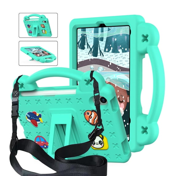 Dteck for iPad Mini 7 Case 8.3 inch Kids, for iPad 7th Case A17 Pro 2024, for iPad 6th Gen Case 2021, EVA Shockproof Cover with Strap Stand Handle, Mint