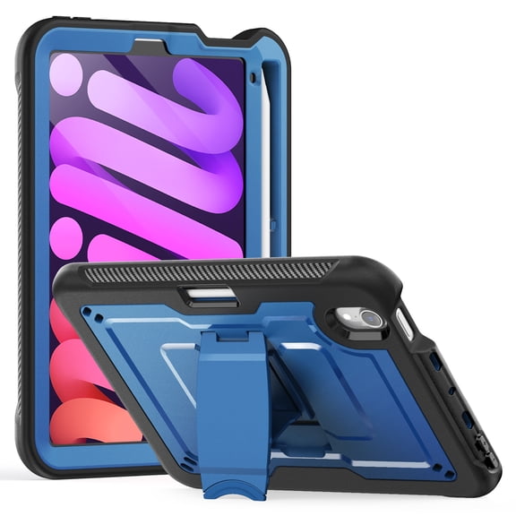 Dteck for iPad Mini 7 Case A17 Pro 2024 Case with Pencil Holder & Stand, Support Apple Pencil Charging, Protective Case for iPad Mini 7th/6th Generation 8.3",Navy Blue