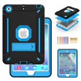 thumbnail image 1 of Dteck iPad Mini Case with Screen Protector, iPad Mini 2 Case, iPad Mini 3 Case, iPad mini Retina Case, Three Layer Heavy Duty Shockproof Kickstand Protective Case, Black/Blue, 1 of 7