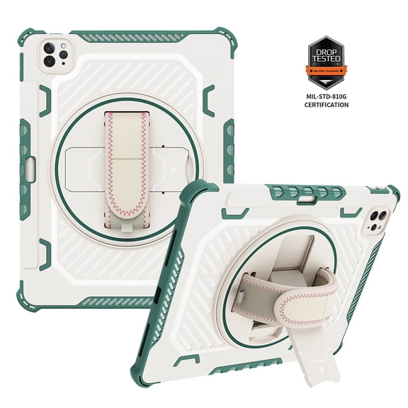 Dteck for iPad Pro 11 Case 2022 4th Generation/2021 3rd Gen, iPad Air 5/ Air 4 Case, Military Grade Drop Proof Shockproof Case with 360° Rotating Hand Strap Kickstand Protective Cover,Green