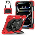 thumbnail image 1 of Dteck for iPad Pro 11 Case 5th Generation (M4) 2024 Case,360°Rotatable Kickstand,Kids Shockproof Cover with Pencil Holder & Shoulder Strap Case, Red+Black, 1 of 8