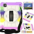 thumbnail image 1 of Dteck for iPad Pro 11 Inch 4th/3rd/2nd/1st Generation 2022/2021/2020, Air 5th/4th 10.9 2022/2020 Case , Shockproof Silicone Rotatable Stand with Handle Holder Shoulder Strap Cover,Rainbow Purple, 1 of 7