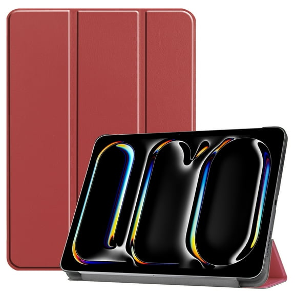 Dteck iPad Pro 11 Inch Case 2024 (5th Generation), Slim Shockproof Trifold Hard PC Back Soft Protective Cover,Support Pencil Charging,Auto Sleep/Wake for iPad Pro 11 Case,Winered