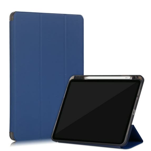 Dteck iPad Pro 11 inch 2nd Generation 2020 Case with Built-in Pencil Holder, Slim PU Leather Tri-fold Stand Case Magnetic Flip Auto Wake Sleep Smart Cover, Deep Blue
