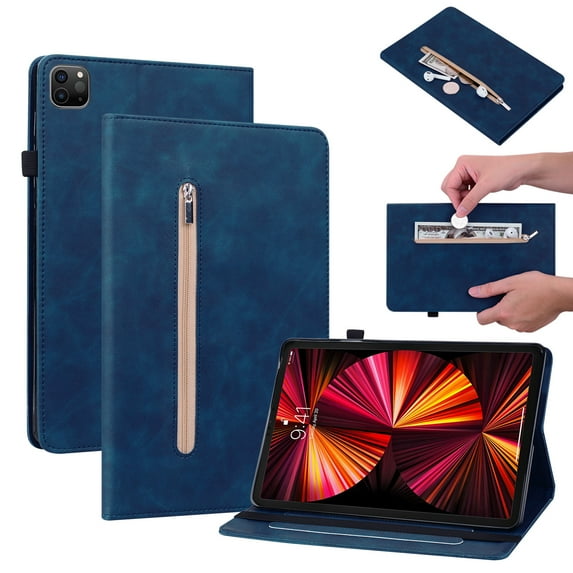 Dteck iPad Pro 11 inch Case 2021 3rd/2nd/1st Generation Case 2021/2020/2018 with Elastic Band PU Leather Protective Case Cover with Pocket Strap Soft TPU Back Shockproof for iPad Pro 11,Darkblue