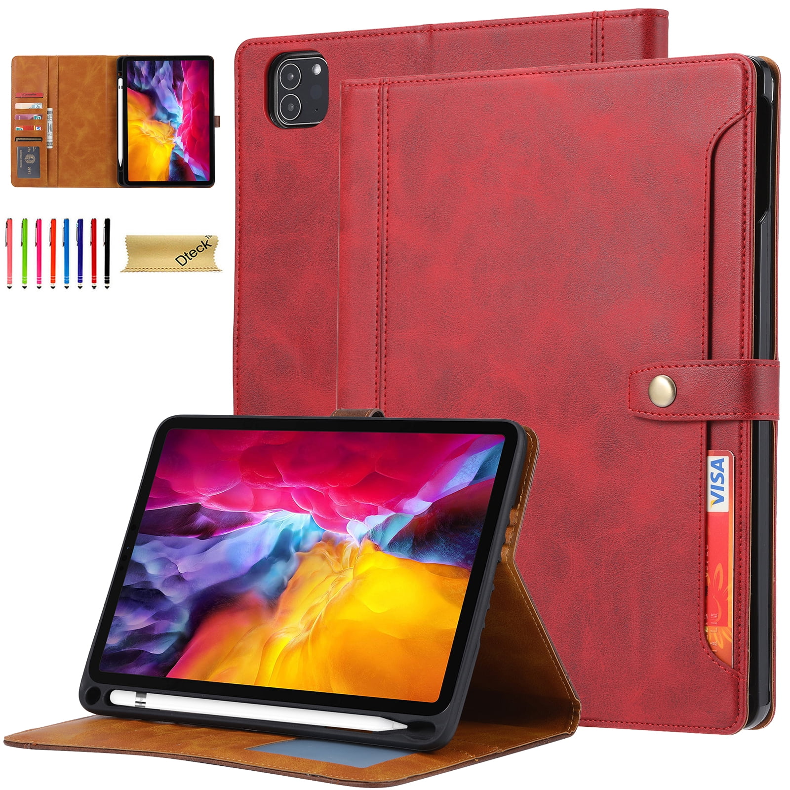 Dteck iPad Pro 12.9 Case 2022/2021/2020/2018, Premium Front Pocket Leather Business Folio Stand