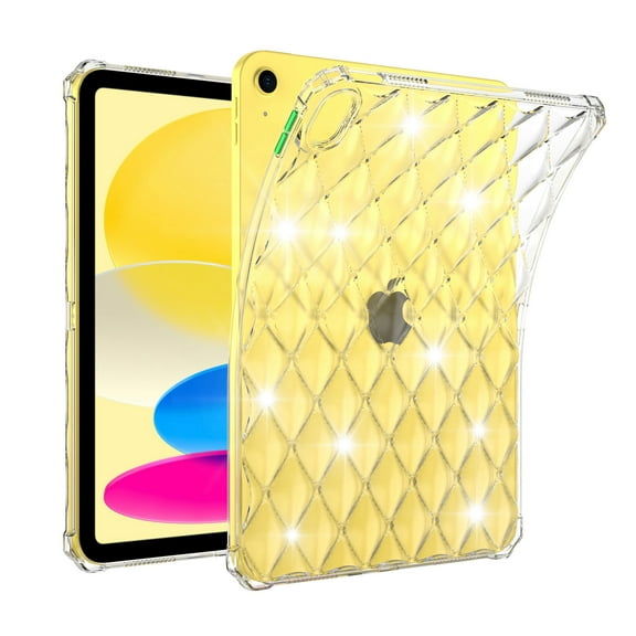 Dteck for iPad Pro 12.9 Inch Case, iPad Pro 12.9 Case (2022/2021/2020/2018), Slim Lightweight Yellowing Resistant Transparent Back Cover with Bling Diamond, Clear