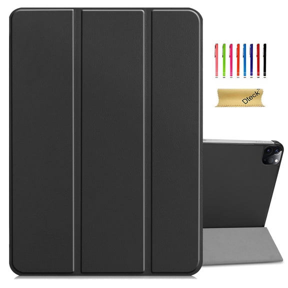 Dteck iPad Pro 12.9 inch 2022/2021/2020/2018 Case, Slim Tri Fold Stand Protective Hard PC Back Cover Shell for iPad Pro 12.9 inch 6th/5th/4th/3rd Gen, Black