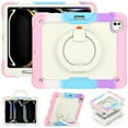 thumbnail image 1 of Dteck for iPad Pro 13 inch M4 2024 (7th Generation) Heavy Duty Case, Shockproof Drop Protection with Screen Protector & Pencil Holder & Rotating Stand & Handle Rugged Protective Cover, Rainbow Pink, 1 of 6