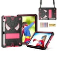 thumbnail image 1 of Dteck for New iPad mini Case 2024 with Pencil Holder, Heavy Duty Hybrid Shockproof Rugged Kids Case with Kickstand Crossbody Shoulder Strap for iPad mini 7th/6th Generation 8.3 Inch,Black+Rose, 1 of 5
