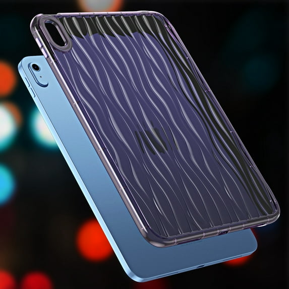 Dteck for iPad mini 6th Generation 8.3 Inch Case, Slim and Light Weight Yellowing Resistant TPU Protective Clear iPad mini 6 Case with Transparent Back Cover with Ripple Design,Deep Purple